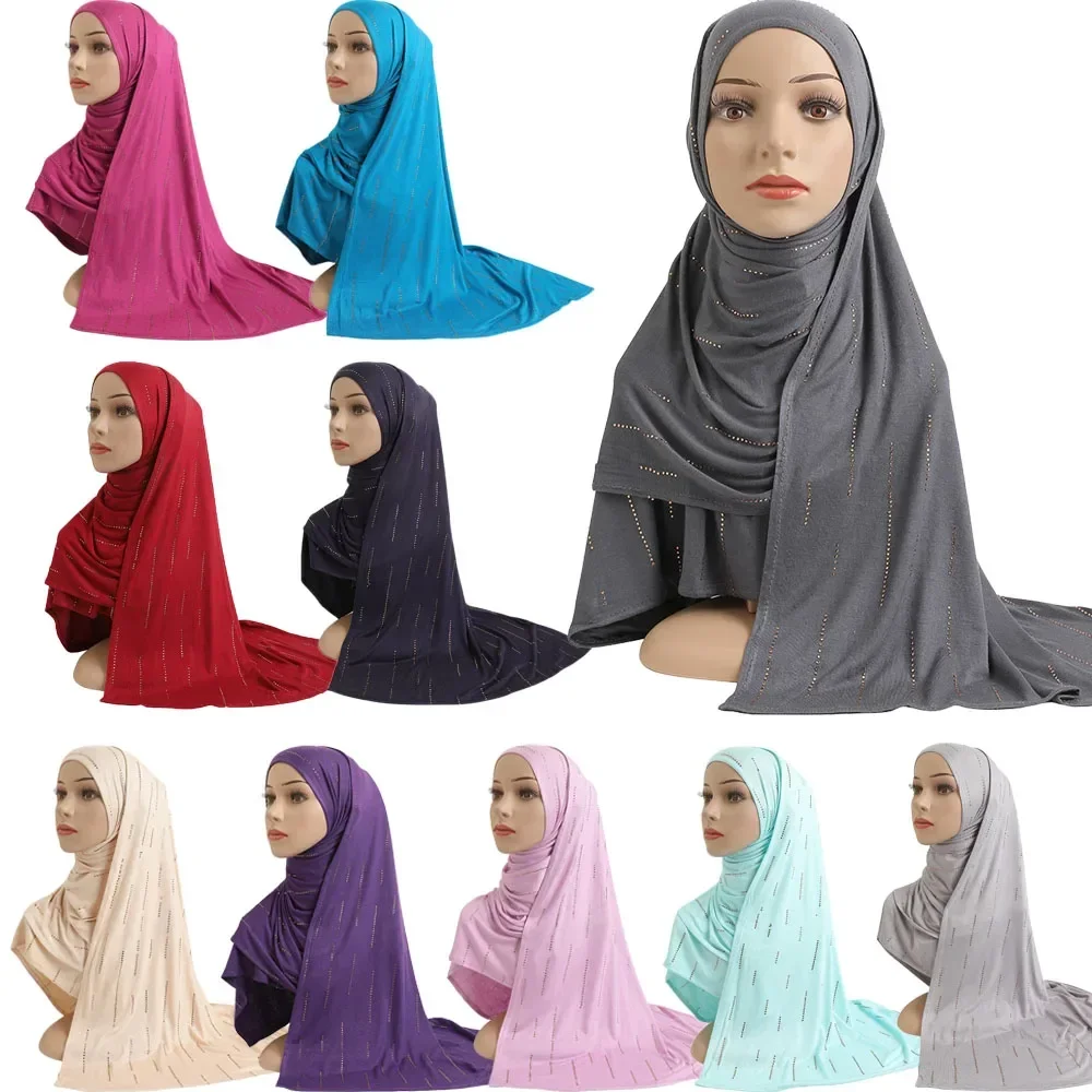 Cotton Jersey Hijab Scarf Solid Rhinestone Soft Elastic Women Headscarf Muslim Fashion Islamic Headwrap Turban Long Scarf Shawl
Cotton Jersey Hijab Scarf Solid Rhinestone Soft Elastic Women Headscarf Muslim Fashion Islamic Headwrap Turban Long Scarf Shawl