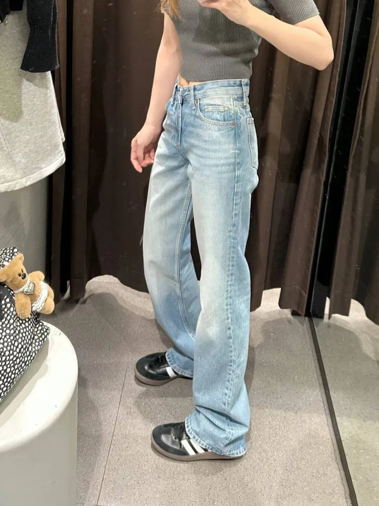 High Waist Wide Leg American Washed Straight Jeans Women Summer Trendy Loose Fit High Waist Slimming Floor Length Pants
High Waist Wide Leg American Washed Straight Jeans Women Summer Trendy Loose Fit High Waist Slimming Floor Length Pants