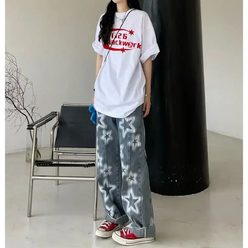Fashion Star Print High Waist Jeans Loose Women Straight Trousers Streetwear Harajuku Gothic Trendy Pants Baggy Jeans Women 
Fashion Star Print High Waist Jeans Loose Women Straight Trousers Streetwear Harajuku Gothic Trendy Pants Baggy Jeans Women