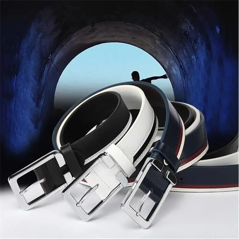Fashion Color Matching Men's Belt Cowhide Alloy Pin Buckle Black White Business Casual Men's Jeans Designer Belt Wholesale
Fashion Color Matching Men's Belt Cowhide Alloy Pin Buckle Black White Business Casual Men's Jeans Designer Belt Wholesale