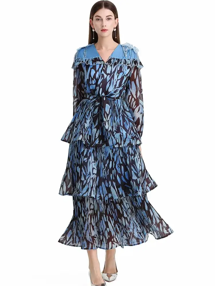 French Vintage Elegant V-Neck Chiffon Dress with Beading Bow Lantern Sleeves Ruffles Casual Party Gown for Women Spring Summer
French Vintage Elegant V-Neck Chiffon Dress with Beading Bow Lantern Sleeves Ruffles Casual Party Gown for Women Spring Summer