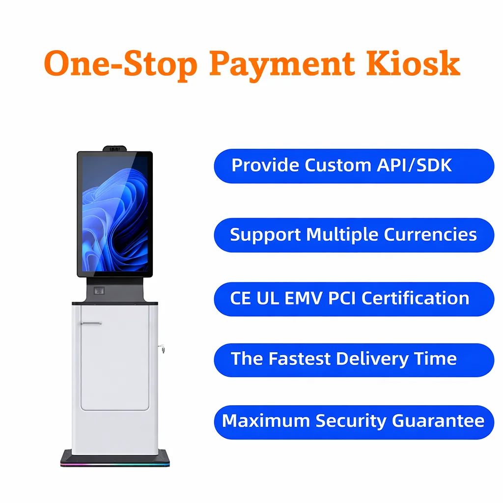 Payment Kiosk Card Reader Passport Scanner Ticket Printer Touch Screen Hotel Check in Kiosk Floor Stand Self-service Terminal
Payment Kiosk Card Reader Passport Scanner Ticket Printer Touch Screen Hotel Check in Kiosk Floor Stand Self-service Terminal