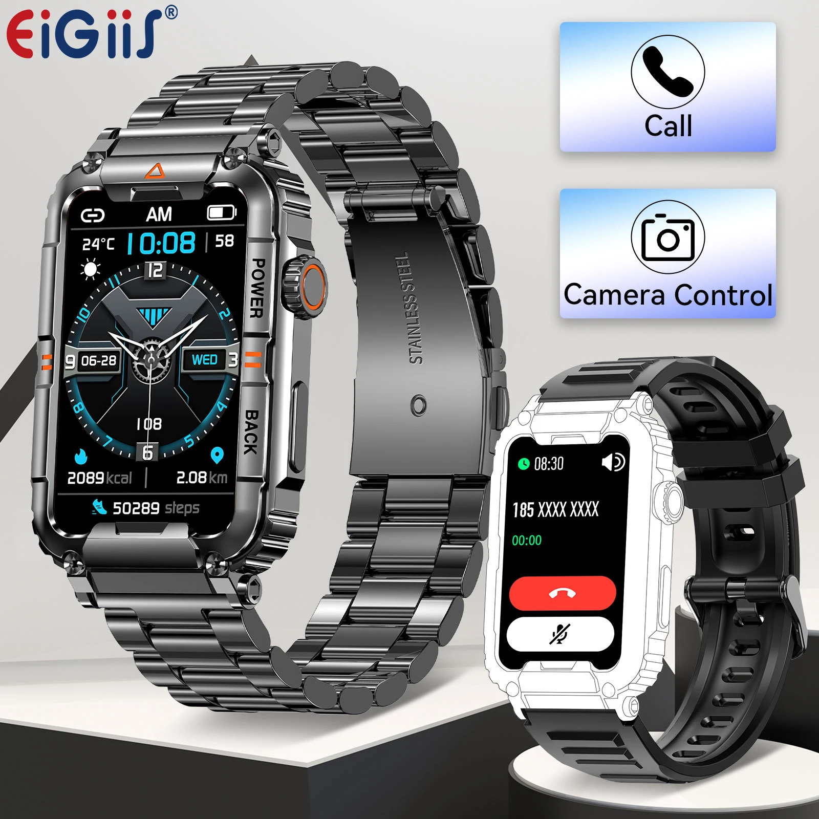 EIGIIS 2025 Smart Watch for Men 1.57" HD Outdoor IP67 Waterproof Rugged Smart Watch 100+ Sports Modes Fitness Tracker Heart Rate
EIGIIS 2025 Smart Watch for Men 1.57" HD Outdoor IP67 Waterproof Rugged Smart Watch 100+ Sports Modes Fitness Tracker Heart Rate