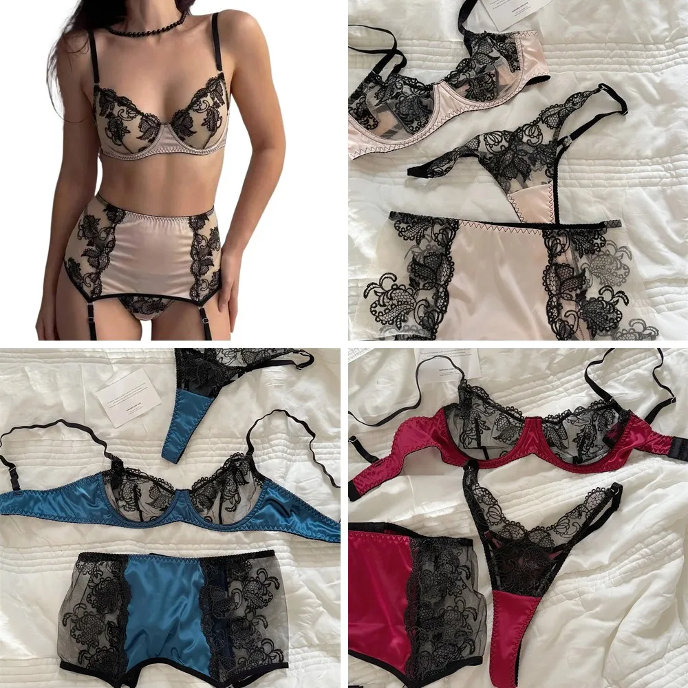 Sexy Lace Underwire Bra Set Push Up Large Bust Lingerie 3 Piece Women Underwear
Sexy Lace Underwire Bra Set Push Up Large Bust Lingerie 3 Piece Women Underwear