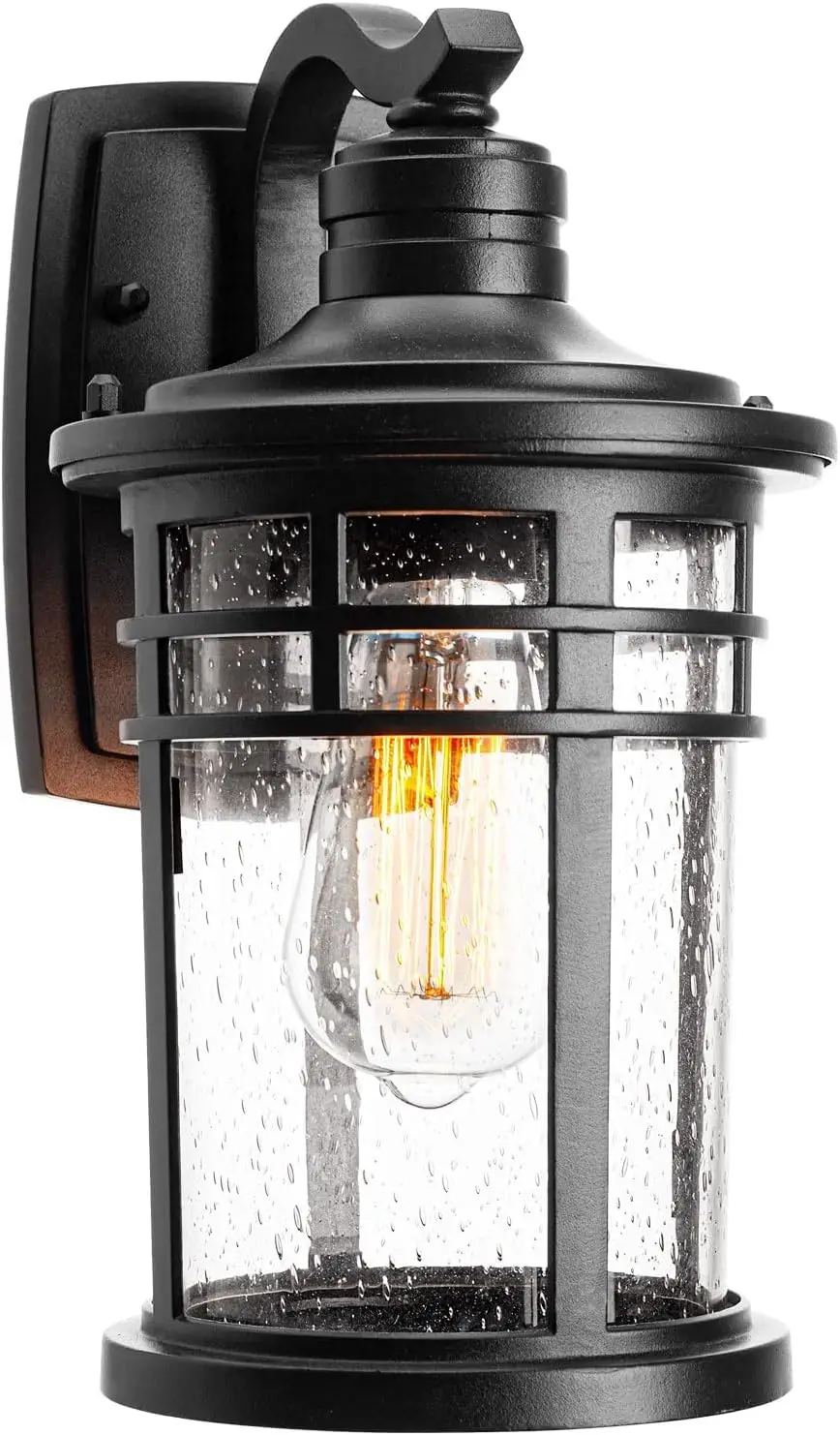 Outdoor Wall Sconces with Seeded Glass, Waterproof Exterior Lights for Patio, Yard, Garage, Black 1-Pack
Outdoor Wall Sconces with Seeded Glass, Waterproof Exterior Lights for Patio, Yard, Garage, Black 1-Pack
