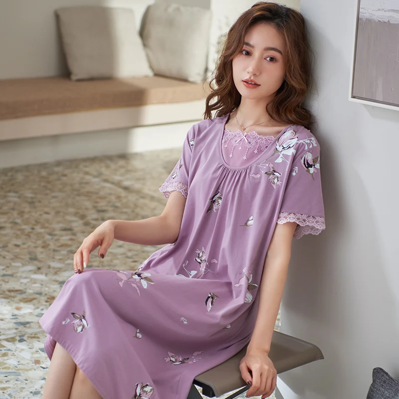 Новая летняя мягкая модальная кружевная женская одежда для сна с короткими рукавами и цветочным принтом, женская ночная рубашка, ночная рубашка, ночная рубашка XXL
Новая летняя мягкая модальная кружевная женская одежда для сна с короткими рукавами и цветочным принтом, женская ночная рубашка, ночная рубашка, ночная рубашка XXL