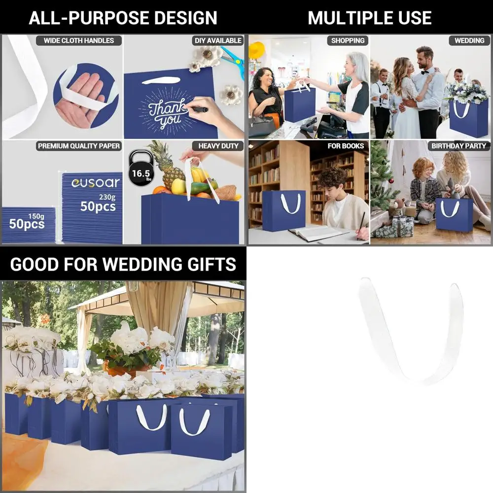 50 Pack 12.5x4.5x11 Blue Gift Bags with Handles, Bulk Kraft Paper Shopping Bags for Business, Craft, Grocery, Party Favors, Wedd
50 Pack 12.5x4.5x11 Blue Gift Bags with Handles, Bulk Kraft Paper Shopping Bags for Business, Craft, Grocery, Party Favors, Wedd