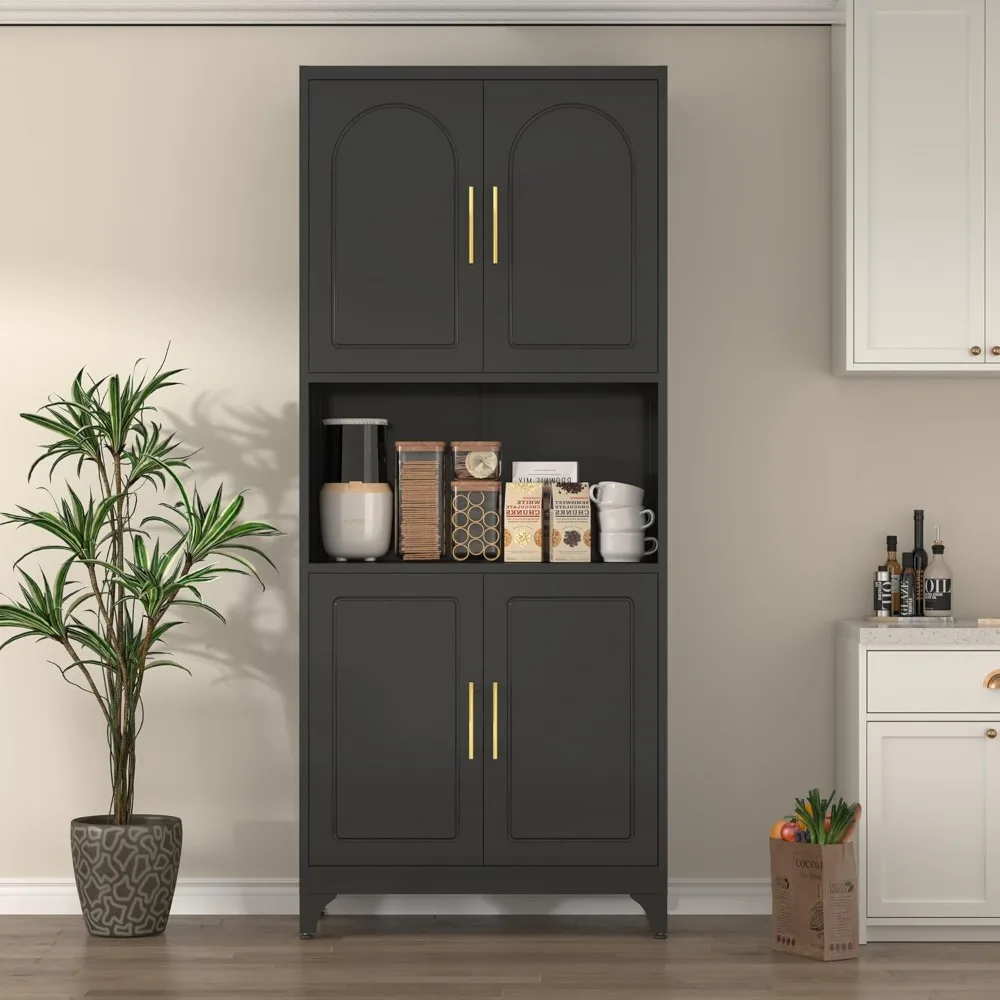 Kitchen Pantry Cabinet, 75" H Kitchen Hutch with Microwave Stand, Food Cupboard with Countertop, Metal Storage Cabinet with Door
Kitchen Pantry Cabinet, 75" H Kitchen Hutch with Microwave Stand, Food Cupboard with Countertop, Metal Storage Cabinet with Door