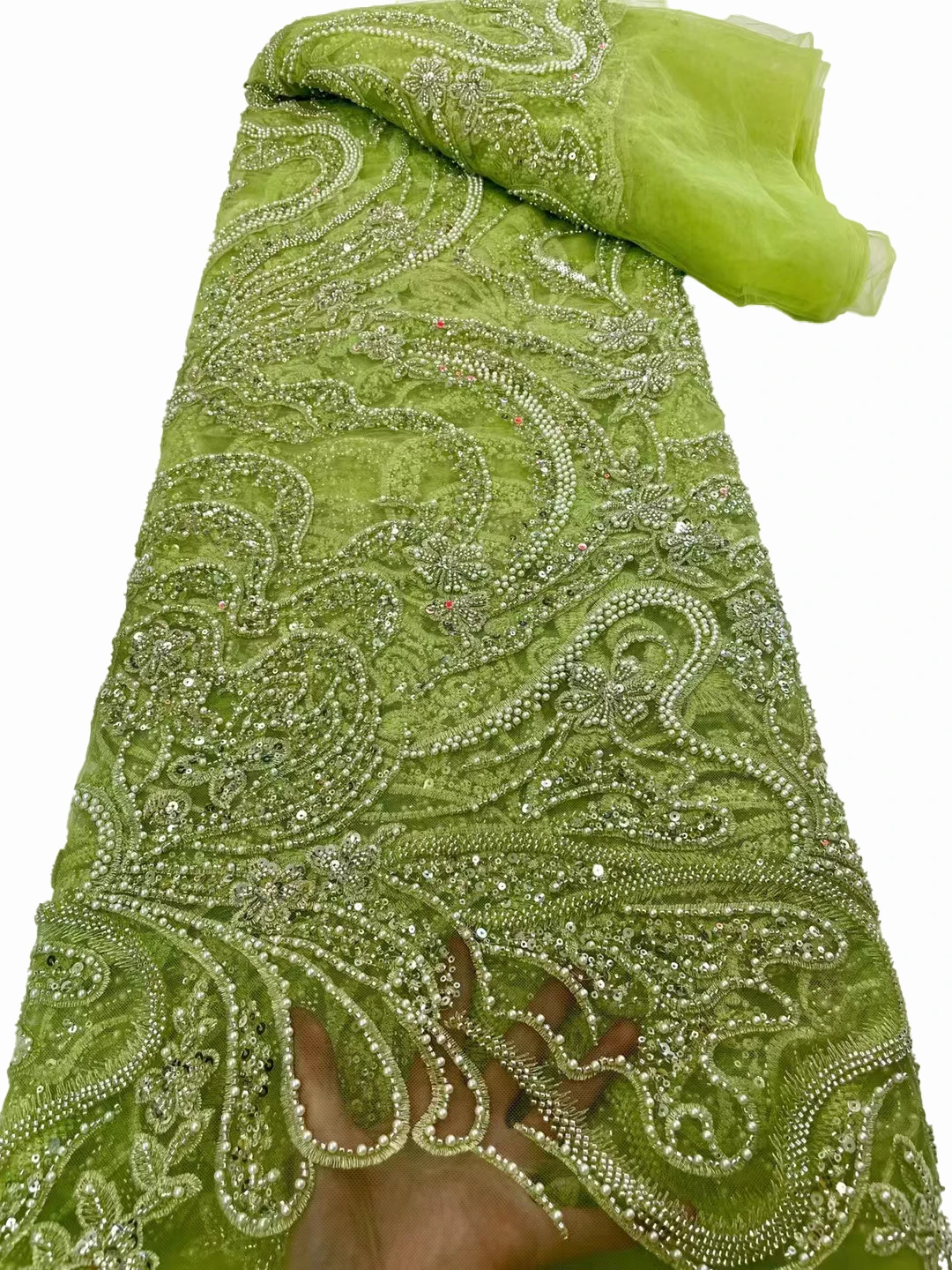 Luxury heavy embroidery lace embroidery with beads, exquisite bead tube sequin embroidery wedding party dress fabric 5 yards
Luxury heavy embroidery lace embroidery with beads, exquisite bead tube sequin embroidery wedding party dress fabric 5 yards