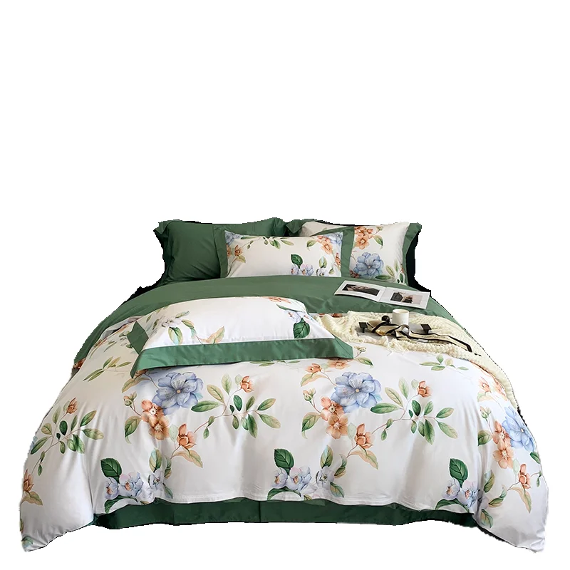 Four seasons 100s bed four-piece set, pure cotton quilt cover Babao lattice, bed sheet printed long-staple cotton
Four seasons 100s bed four-piece set, pure cotton quilt cover Babao lattice, bed sheet printed long-staple cotton