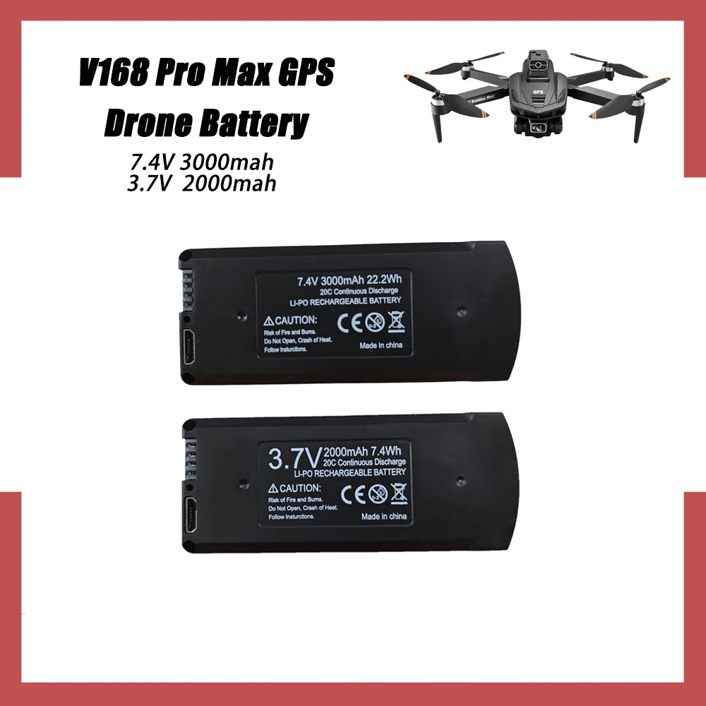 V168 PRO Max Батарея для дрона 7,4 В 3000 мАч 3,7 В 2000 мАч V168 8K 5G GPS Перезаряжаемая Lipo батарея Аксессуары для радиоуправляемых квадрокоптеров
V168 PRO Max Батарея для дрона 7,4 В 3000 мАч 3,7 В 2000 мАч V168 8K 5G GPS Перезаряжаемая Lipo батарея Аксессуары для радиоуправляемых квадрокоптеров