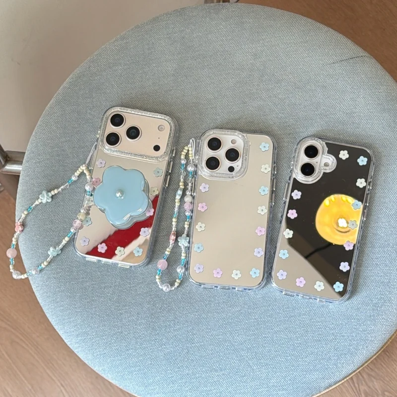 Korean Cute Small Flower Mirror Phone Case For iPhone 17 Pro 15 16 14 Pro Max Cover with Stand Chain Strap Shockproof Cases Cove
Korean Cute Small Flower Mirror Phone Case For iPhone 17 Pro 15 16 14 Pro Max Cover with Stand Chain Strap Shockproof Cases Cove