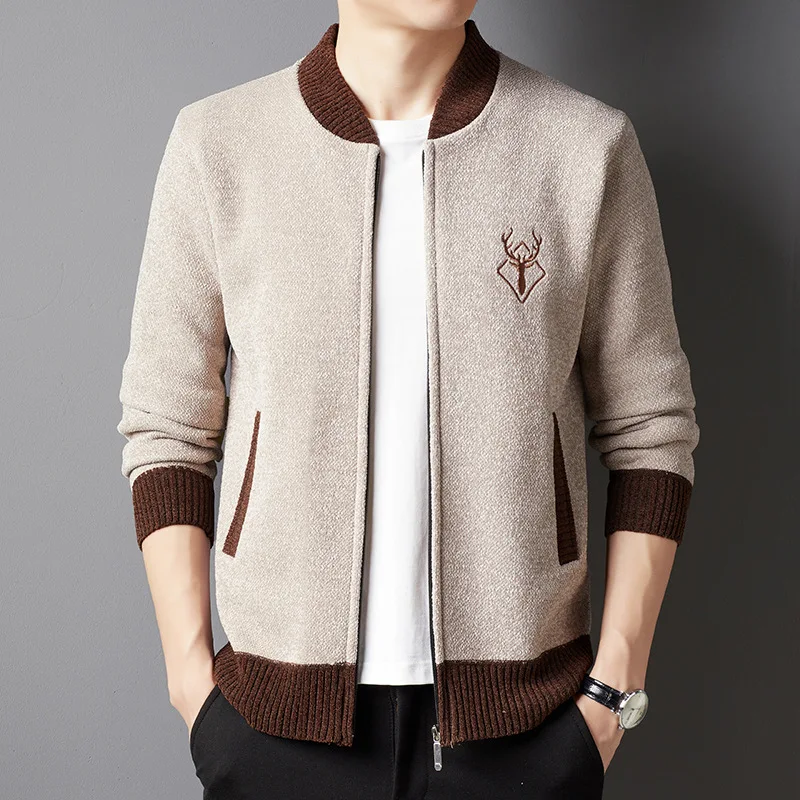 Winter Men's Sweater Coat Grey Baseball velevt Jacket Warm Casual Fleece Zipper Cardigan Korean Style Men's Clothing
Winter Men's Sweater Coat Grey Baseball velevt Jacket Warm Casual Fleece Zipper Cardigan Korean Style Men's Clothing