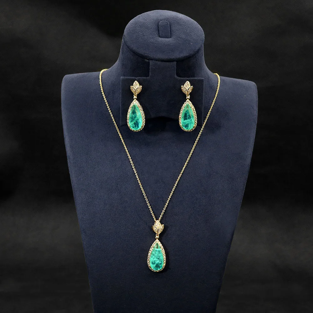 HIBRIDE Aqua Green Jewellery 2 Pcs Ladies Accessories Translucent Necklace Earrings Bridal Wedding Party Dress Festive S-351
HIBRIDE Aqua Green Jewellery 2 Pcs Ladies Accessories Translucent Necklace Earrings Bridal Wedding Party Dress Festive S-351