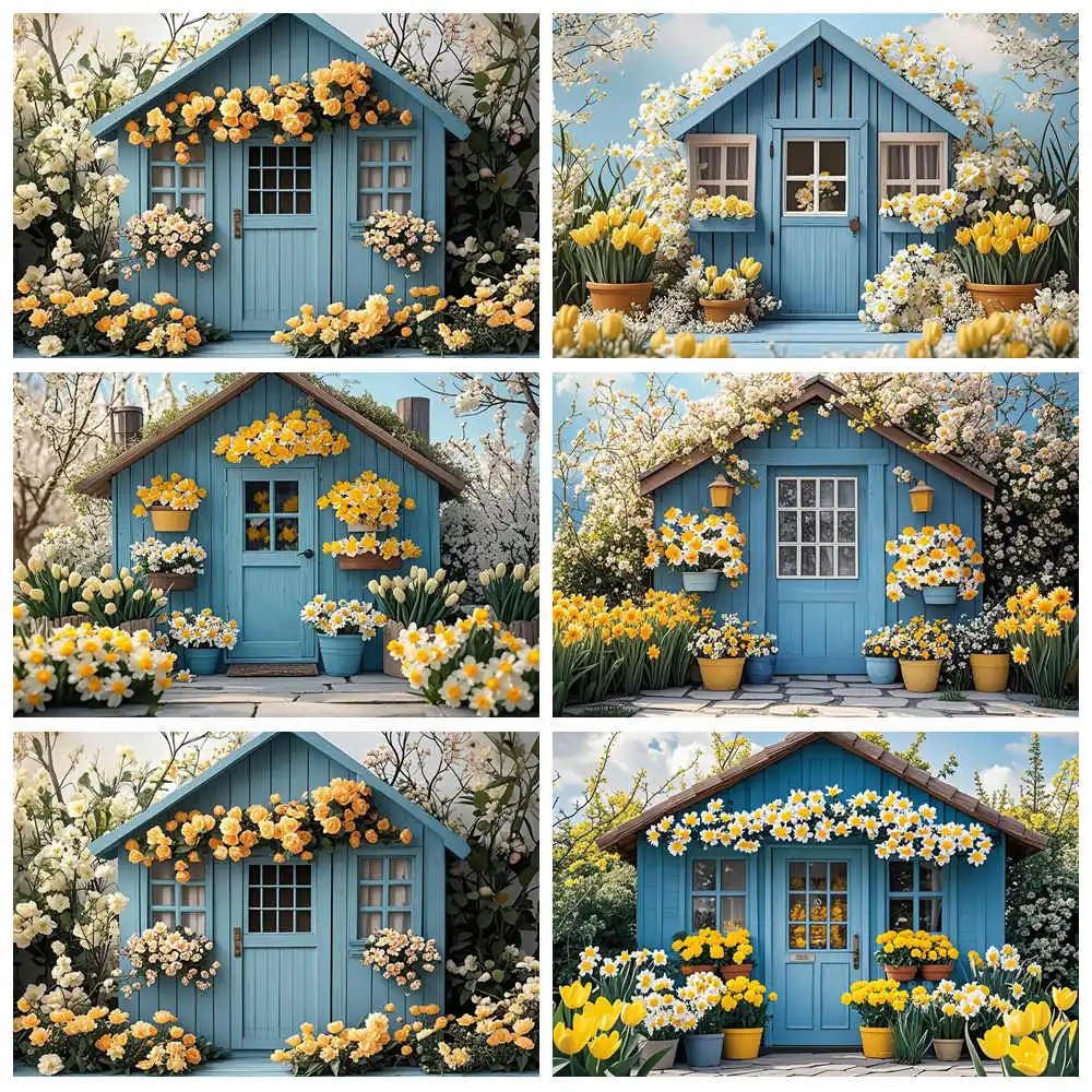 Flowers Backdrop for Photography Girl 1st Birthday Decor Blue Wooden House Birthday Party Background Spring Tea Party Backdrop
Flowers Backdrop for Photography Girl 1st Birthday Decor Blue Wooden House Birthday Party Background Spring Tea Party Backdrop