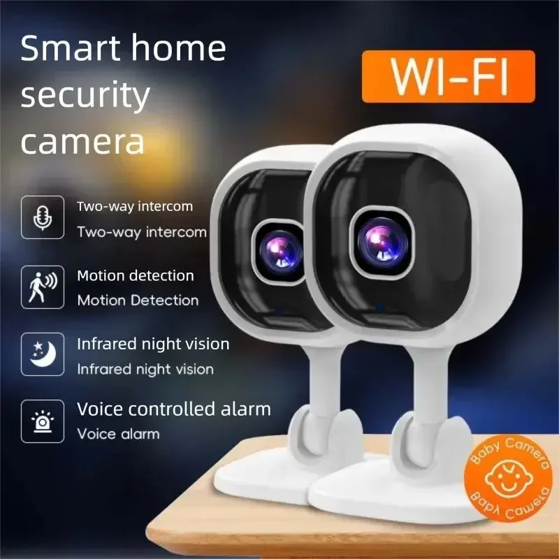 WiFi Security Camera Mini Baby Monitor with Two-Way Intercom Night Vision High Definition Home Surveillance Babysitter Baby Reco
