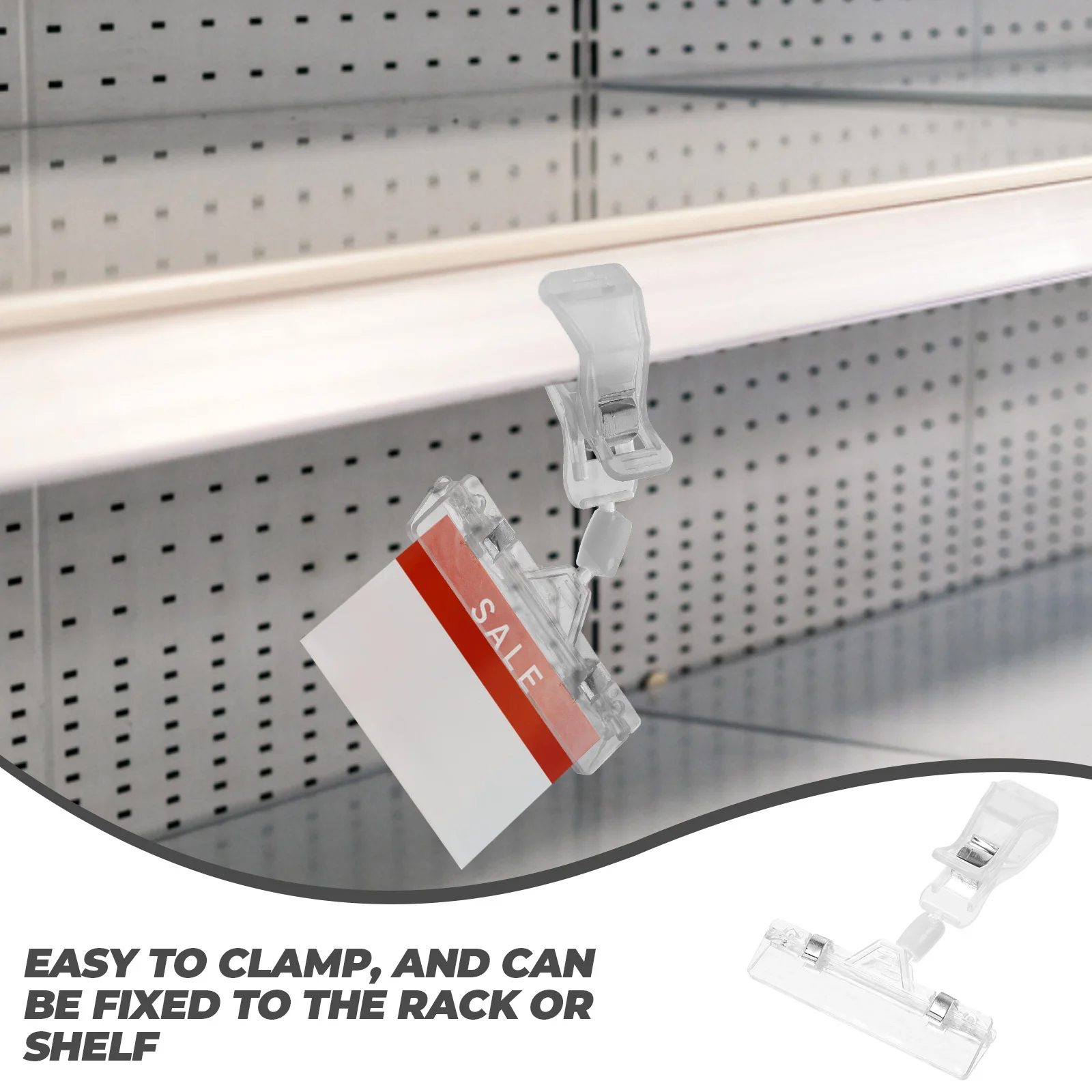 10Pcs Price Tag Clips Clear Sign Holder Clips Rotatable Swivel Sign Display for Supermarket Store Merchandise Advertising
10Pcs Price Tag Clips Clear Sign Holder Clips Rotatable Swivel Sign Display for Supermarket Store Merchandise Advertising