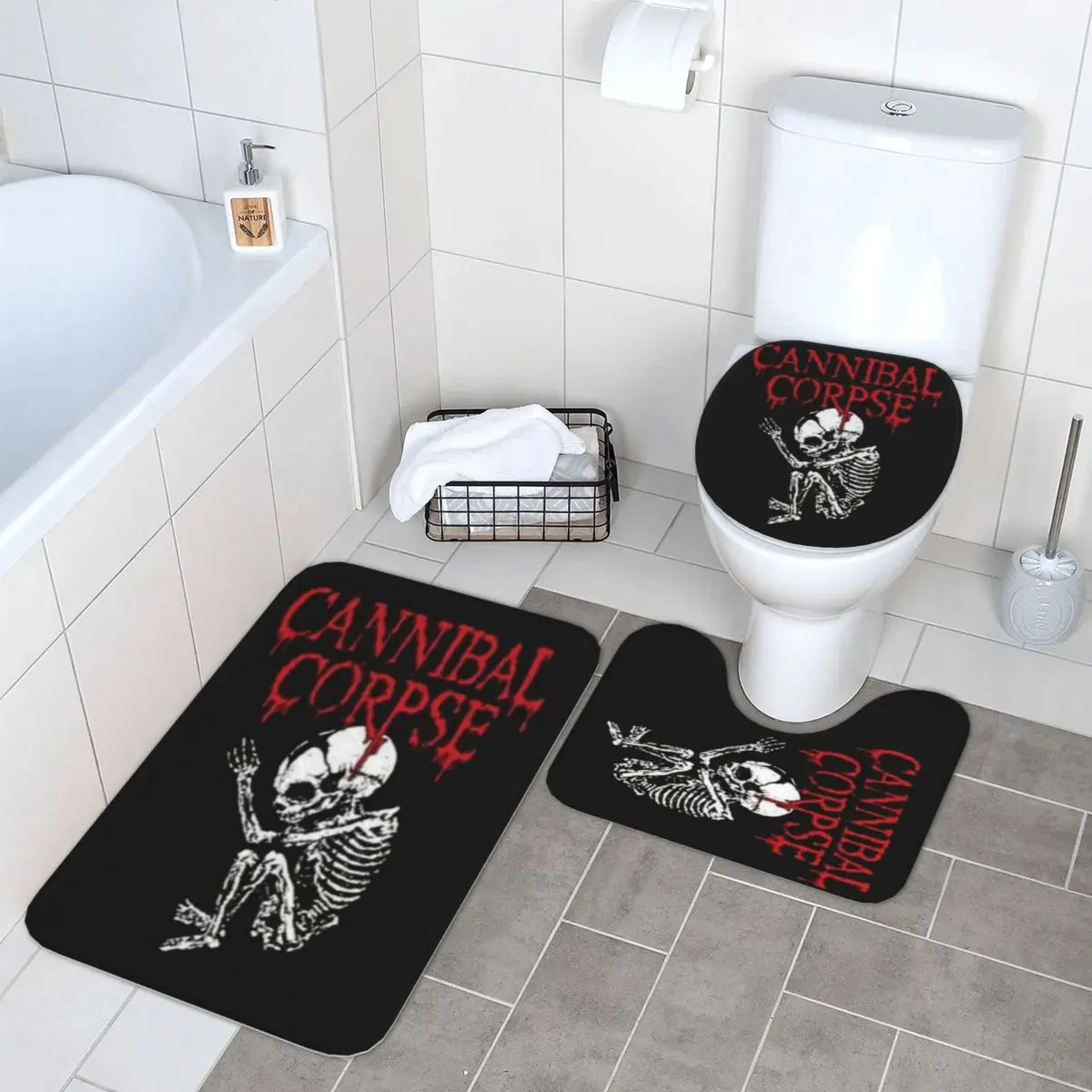 Металлический скейтборд Cannibal Corpse, 3-х предметный коврик для ванной, набор для ванной комнаты, крышка унитаза, домашний декор, нескользящий ковер, напольный коврик
Металлический скейтборд Cannibal Corpse, 3-х предметный коврик для ванной, набор для ванной комнаты, крышка унитаза, домашний декор, нескользящий ковер, напольный коврик