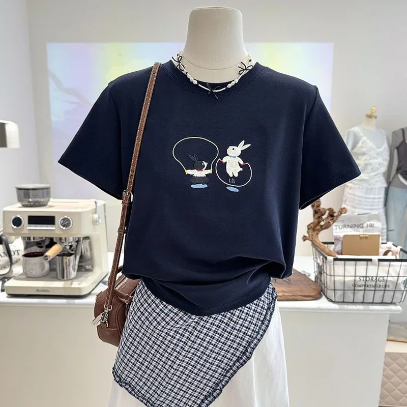 Summer New Fashion Sweet Cartoon Printing Short Sleeve T-Shirt Women's Casual Loose Pure Cotton Basics O-neck Tops
Summer New Fashion Sweet Cartoon Printing Short Sleeve T-Shirt Women's Casual Loose Pure Cotton Basics O-neck Tops