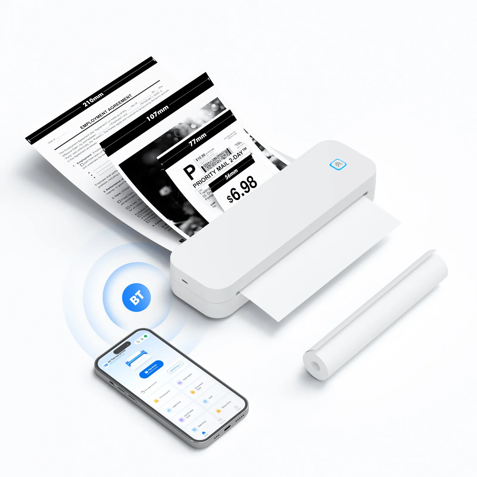 Multi functional office document PDF photo A4 thermal printer tattoo template copy paper portable wireless Bluetooth printer
Multi functional office document PDF photo A4 thermal printer tattoo template copy paper portable wireless Bluetooth printer