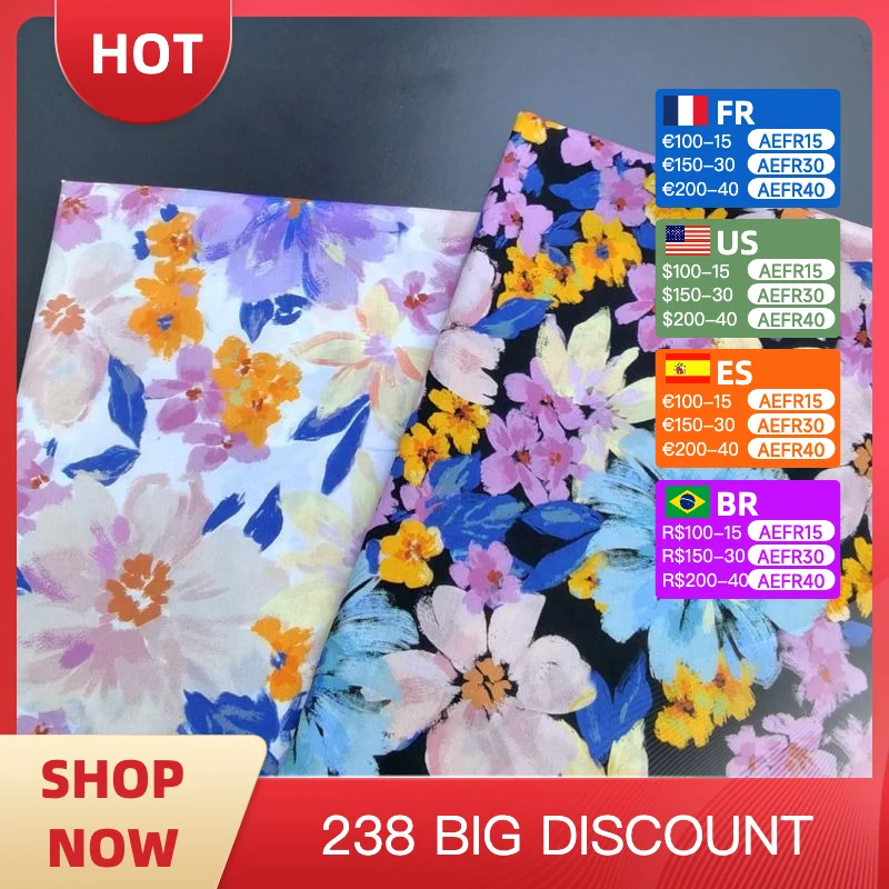 Hot selling pure cotton Big Flowers digital printing poplin fabric sewing manual DIY clothing Women's dress 100 cotton fabric
Hot selling pure cotton Big Flowers digital printing poplin fabric sewing manual DIY clothing Women's dress 100 cotton fabric