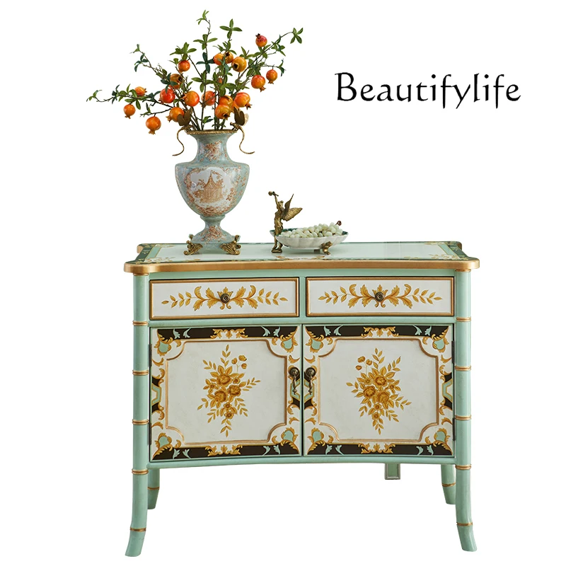 Retro solid wood dining side cabinet luxury European art hand-painted small entrance decorative tea cabinet
Retro solid wood dining side cabinet luxury European art hand-painted small entrance decorative tea cabinet