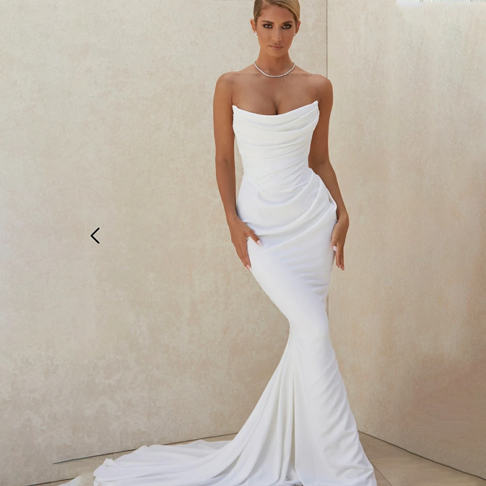 Long Mermaid Satin Wedding Dresses Stretchy Sleeveless Lace Up Back Ivory Vestidos de Novia Abendkleid For Women Custom Made
Long Mermaid Satin Wedding Dresses Stretchy Sleeveless Lace Up Back Ivory Vestidos de Novia Abendkleid For Women Custom Made