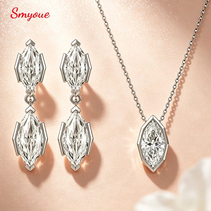 Smyoue Marquise Cut 100% Real Moissanite Jewelry Sets for Women Luxury Bridal Wedding Sparkling Sets Chain S925 Sterling Silver
Smyoue Marquise Cut 100% Real Moissanite Jewelry Sets for Women Luxury Bridal Wedding Sparkling Sets Chain S925 Sterling Silver