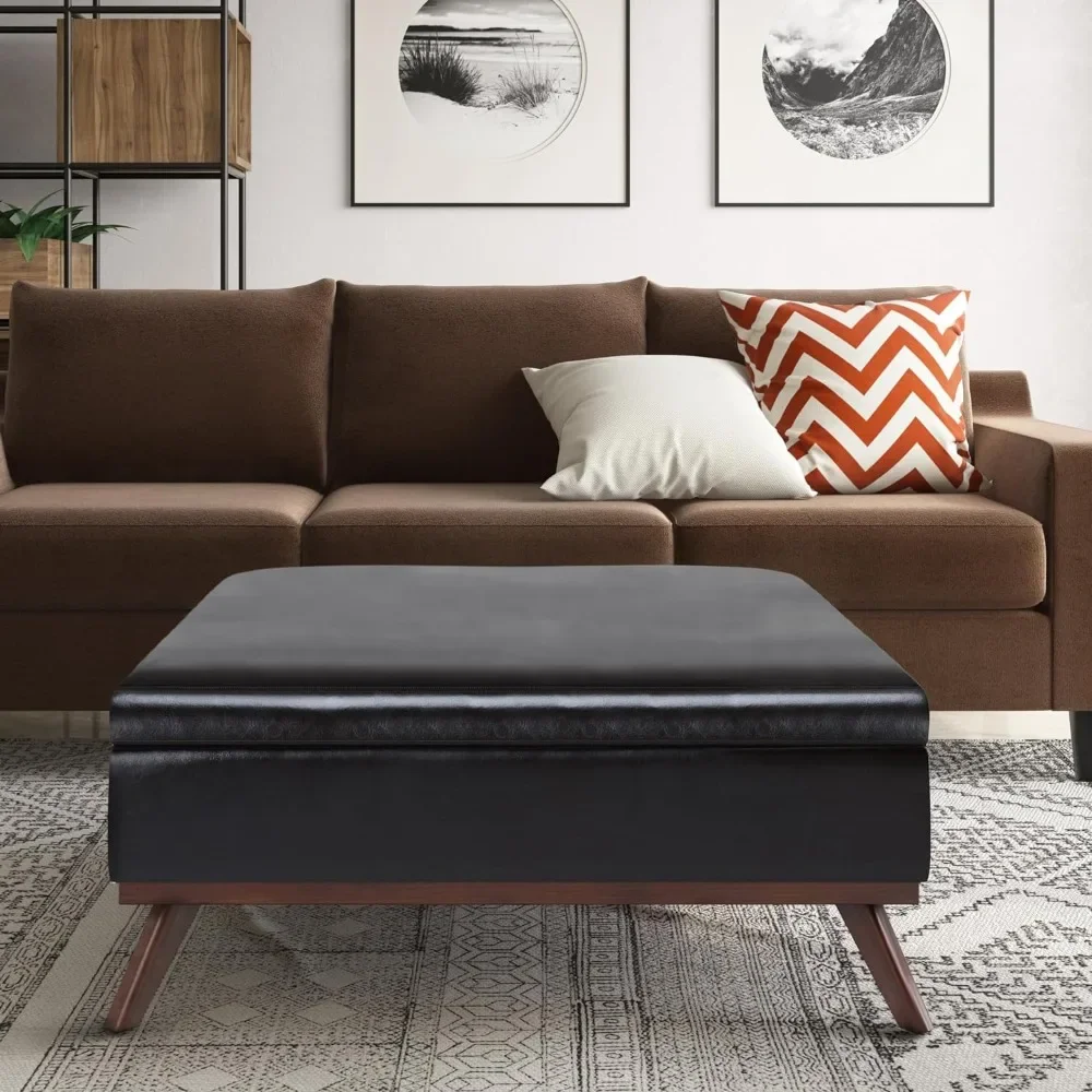 Stool, 36 inch wide modern square lifting top storage chair, made of soft padded brown synthetic leather, footstool
Stool, 36 inch wide modern square lifting top storage chair, made of soft padded brown synthetic leather, footstool