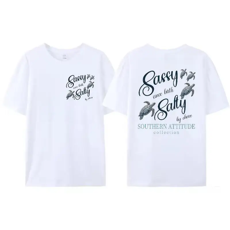 Sassy Since Birth Salty By Choice T-shirt with Sea Turtle Beach Vacation Graphic Tee for Women Men Unisex
Sassy Since Birth Salty By Choice T-shirt with Sea Turtle Beach Vacation Graphic Tee for Women Men Unisex
