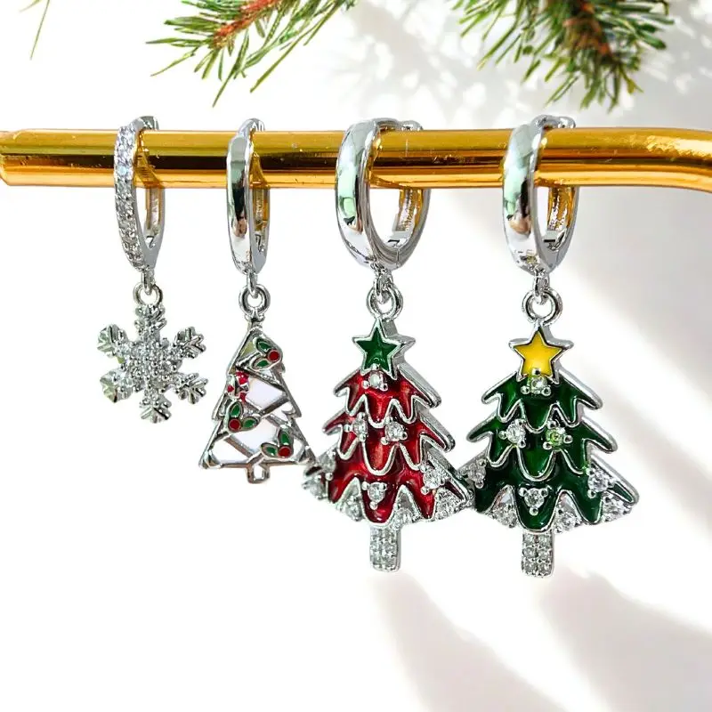 925 Sterling Silver Needle Snowflake Earrings Women's Exquisite Christmas Tree Pendant Earrings Fashion Jewelry Christmas Gifts
925 Sterling Silver Needle Snowflake Earrings Women's Exquisite Christmas Tree Pendant Earrings Fashion Jewelry Christmas Gifts