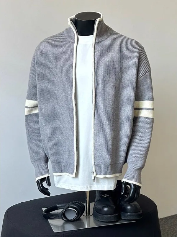 Men's Zipper Knitted Jaet Autumn Winter New Sle Stripe Color Blo Stand Collar Sweater Outerwear Casual Faion Simple
Men's Zipper Knitted Jaet Autumn Winter New Sle Stripe Color Blo Stand Collar Sweater Outerwear Casual Faion Simple