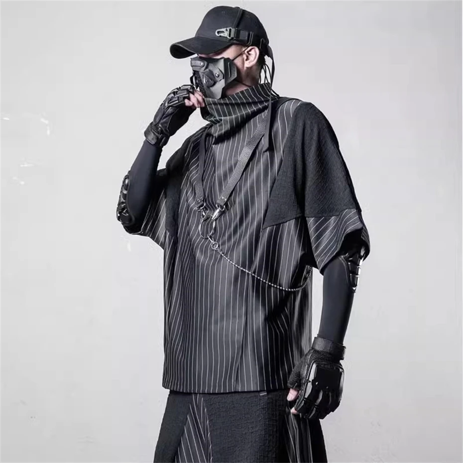Summer Turtleneck Tees Tops Men Streetwear Hip Hop Tactical Bat Sleeve T-Shirts Oversized Functional Splicing Striped TShirt
Summer Turtleneck Tees Tops Men Streetwear Hip Hop Tactical Bat Sleeve T-Shirts Oversized Functional Splicing Striped TShirt