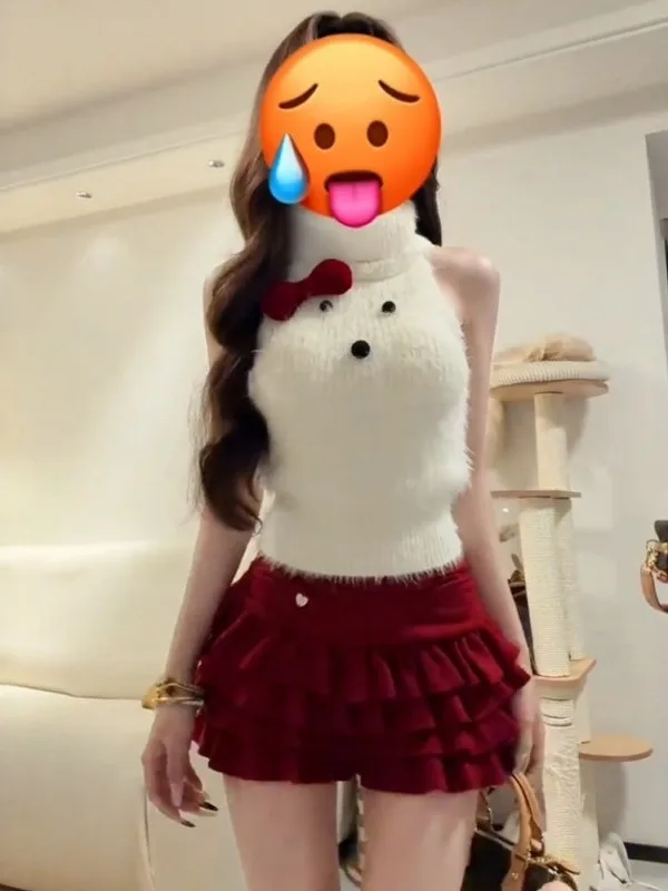 Sexy Knitted Halter Vest And Skirt Two-Piece Set Women Early Spring Sweet Style Complete Matching High Waist Knot
Sexy Knitted Halter Vest And Skirt Two-Piece Set Women Early Spring Sweet Style Complete Matching High Waist Knot