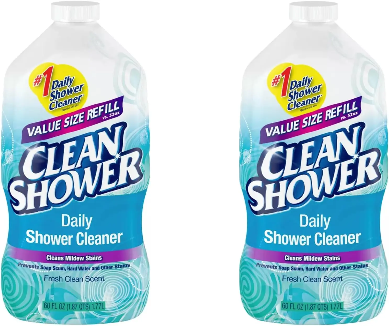 2-Pack Shower Cleaner Spray, No Scent, 60 oz Each for Tiles, Tubs & Glass
2-Pack Shower Cleaner Spray, No Scent, 60 oz Each for Tiles, Tubs & Glass
