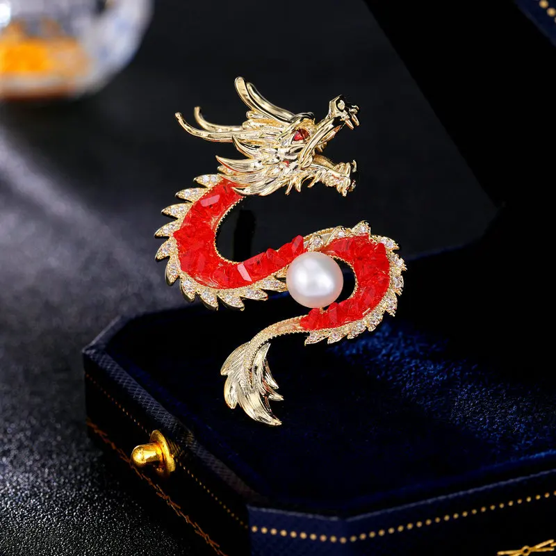 National trend style zodiac year Dragon Year clothing and accessories, crystal freshwater pearl dragon brooch
National trend style zodiac year Dragon Year clothing and accessories, crystal freshwater pearl dragon brooch