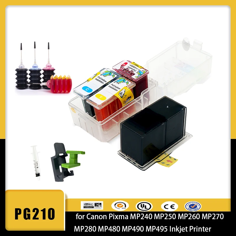 PG210 CL211 pg210XL cl211XL Smart Cartridge Refill kit Ink Cartridge for Canon Pixma MP240 MP250 MP260 MP270 MP280 MP480 MP490
PG210 CL211 pg210XL cl211XL Smart Cartridge Refill kit Ink Cartridge for Canon Pixma MP240 MP250 MP260 MP270 MP280 MP480 MP490