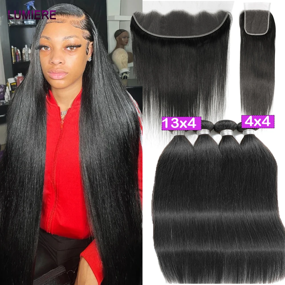 Bone Straight Human Hair Bundles With Closure Frontal HD Transparent Lace Brazilian Hair Weave 3/4 Bundles Deal Hair Extensions
Bone Straight Human Hair Bundles With Closure Frontal HD Transparent Lace Brazilian Hair Weave 3/4 Bundles Deal Hair Extensions