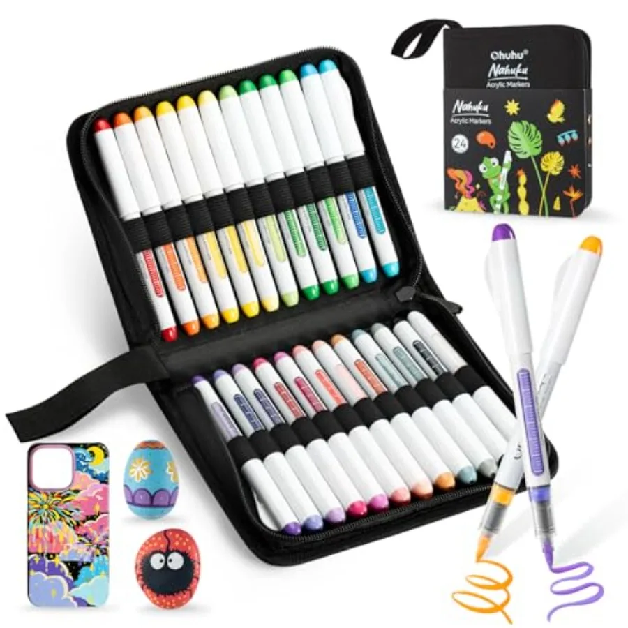 Acrylic Paint Markers Brush Tip 24 Colors Automatic Ink Control Acrylic Markers High Opacity Paint Pens for Rock Painting 3D Pr
Acrylic Paint Markers Brush Tip 24 Colors Automatic Ink Control Acrylic Markers High Opacity Paint Pens for Rock Painting 3D Pr