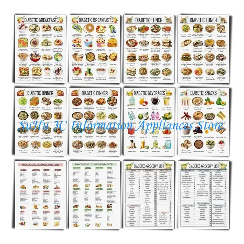 J0MB 12Pcs Diabetes Chart & Meal Planner for Diabetics 8x10Inch Grocery Foods List Diabetics Planner Grocery Lists 
J0MB 12Pcs Diabetes Chart & Meal Planner for Diabetics 8x10Inch Grocery Foods List Diabetics Planner Grocery Lists