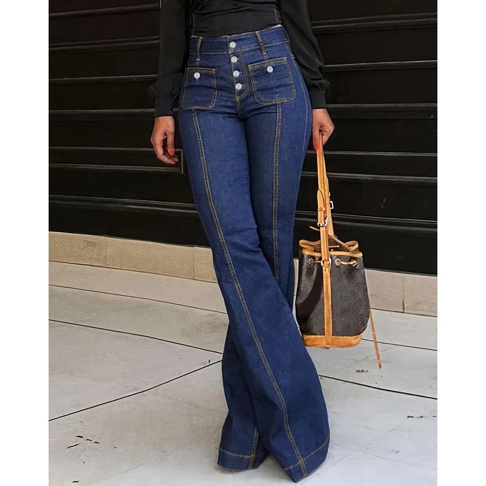Femme Casual Jeans Button Front Design Flare Jeans Stretch Denim Pants Contrast Stitching Slim Fit High Waist Newjeans
Femme Casual Jeans Button Front Design Flare Jeans Stretch Denim Pants Contrast Stitching Slim Fit High Waist Newjeans