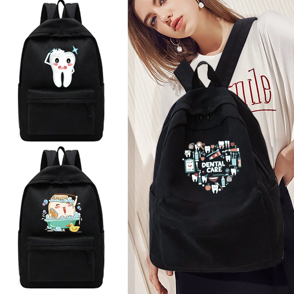Cool Black Canvas Bagpack Casual Lady Travel Backpacks Women Teeth Print School Backpack Korean Back Pack Travel Laptop Bags
Cool Black Canvas Bagpack Casual Lady Travel Backpacks Women Teeth Print School Backpack Korean Back Pack Travel Laptop Bags