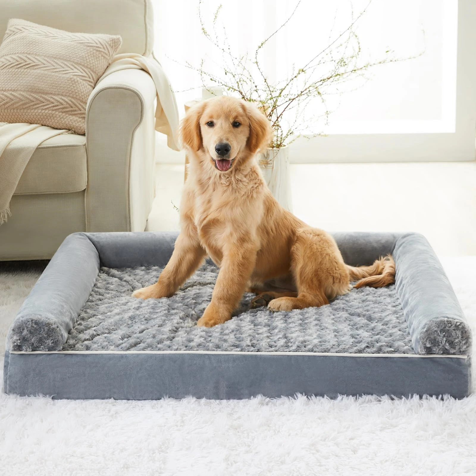 Dog Couch Bed, U Shape Memory Foam Dog Bed with Removable Washable Cover, Waterproof Lining, Comfy Bolster
Dog Couch Bed, U Shape Memory Foam Dog Bed with Removable Washable Cover, Waterproof Lining, Comfy Bolster