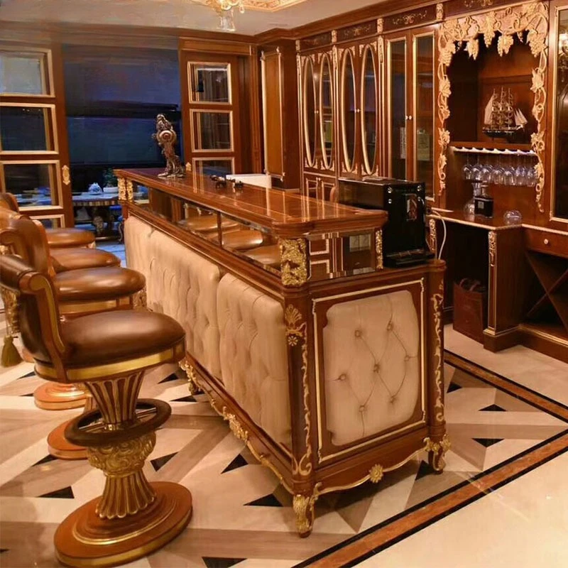 European mahogany carved large house wine cabinet bar chair leather bar chair combination furniture
European mahogany carved large house wine cabinet bar chair leather bar chair combination furniture