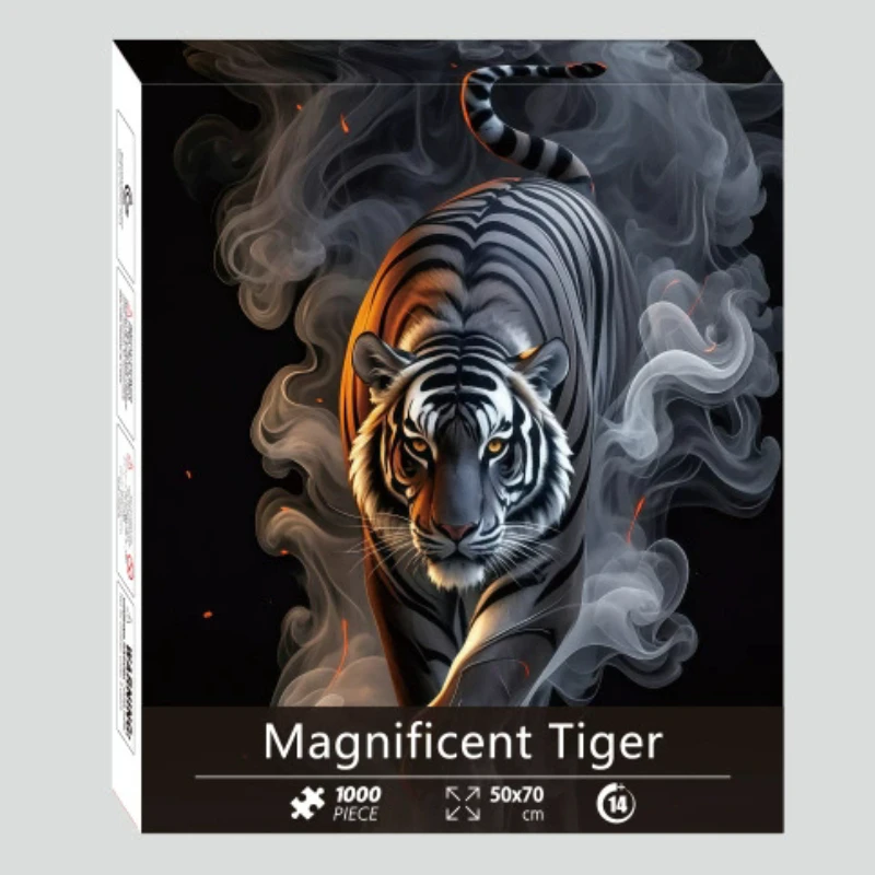 White Cardboard Magnificent Tiger 1 Box 1000-Piece Jigsaw Puzzle - 70x50cm Fantasy Wall Art Perfect Gift for Puzzle Lover
White Cardboard Magnificent Tiger 1 Box 1000-Piece Jigsaw Puzzle - 70x50cm Fantasy Wall Art Perfect Gift for Puzzle Lover