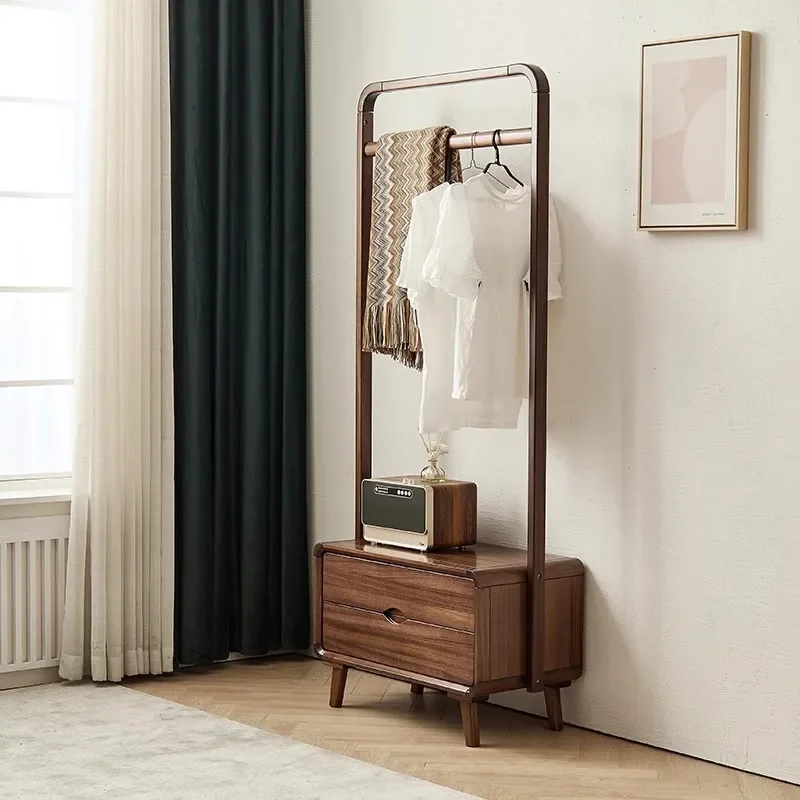 Nordic black walnut wood clothes and hat rack, bedroom storage, hanging clothes rack, simple solid wood cherry wood floor to cei
Nordic black walnut wood clothes and hat rack, bedroom storage, hanging clothes rack, simple solid wood cherry wood floor to cei