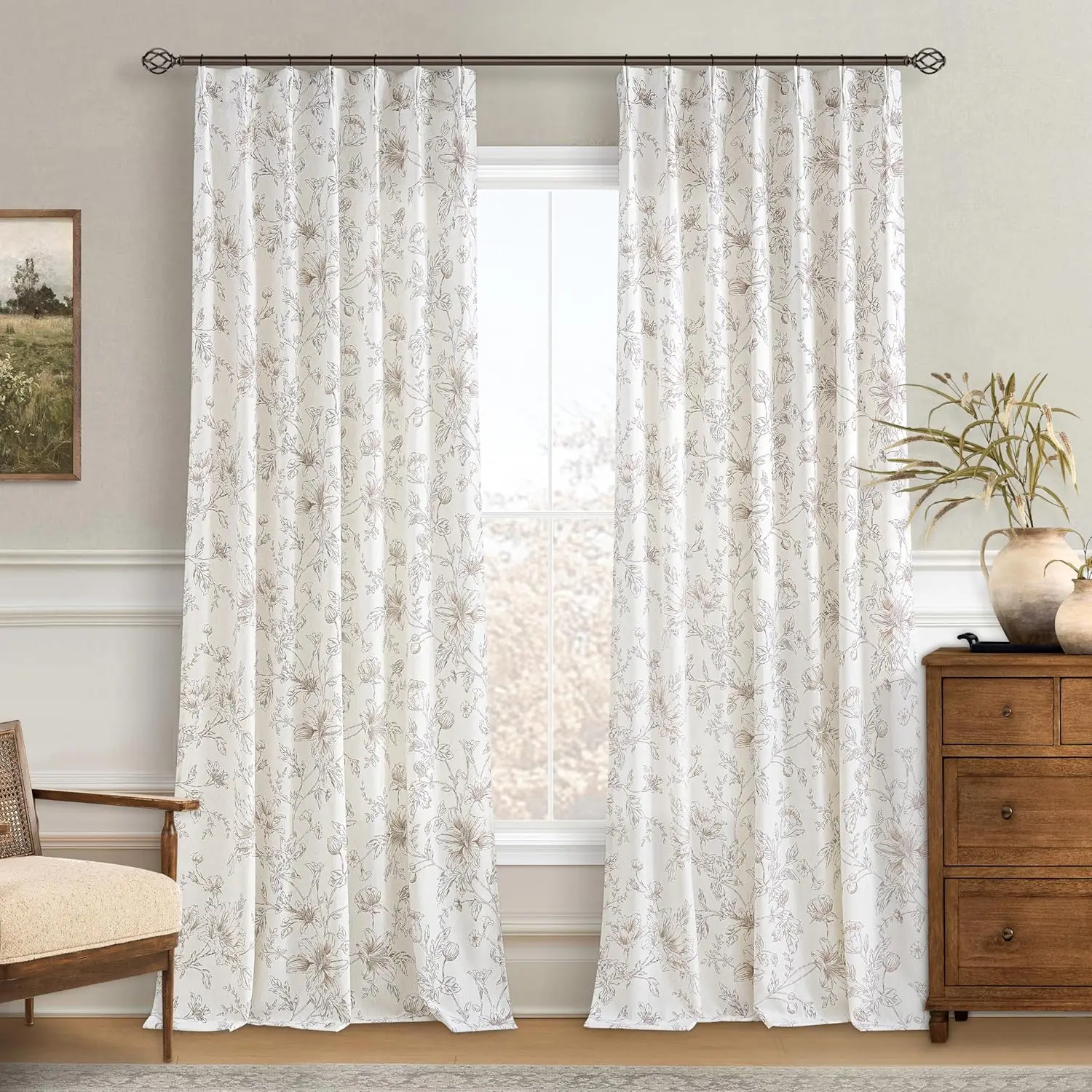 Floral Curtains 90 Inches Long 2 Panels Set Pinch Pleated Linen Drapes for Living Room Bedroom Semi Sheer Window Curtains
Floral Curtains 90 Inches Long 2 Panels Set Pinch Pleated Linen Drapes for Living Room Bedroom Semi Sheer Window Curtains