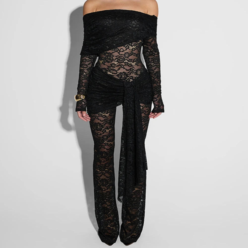 Off Shoulder Sheer Lace Jumpsuit Long Sleeve Skinny Casual Party Romper
Off Shoulder Sheer Lace Jumpsuit Long Sleeve Skinny Casual Party Romper