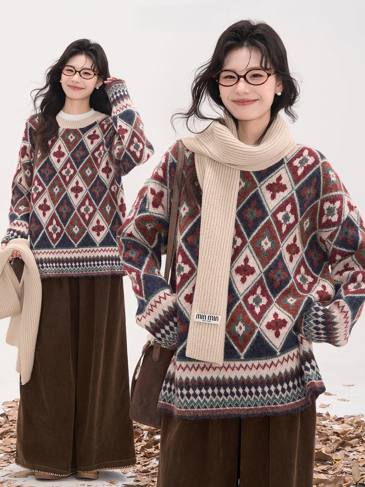 Вязаный шерстяной свитер Heme 5 с круглым вырезом, с цветочным узором, повседневный, свободного кроя, женский, осенне-зимний, модный, этнический стиль, с длинными рукавами
Вязаный шерстяной свитер Heme 5 с круглым вырезом, с цветочным узором, повседневный, свободного кроя, женский, осенне-зимний, модный, этнический стиль, с длинными рукавами