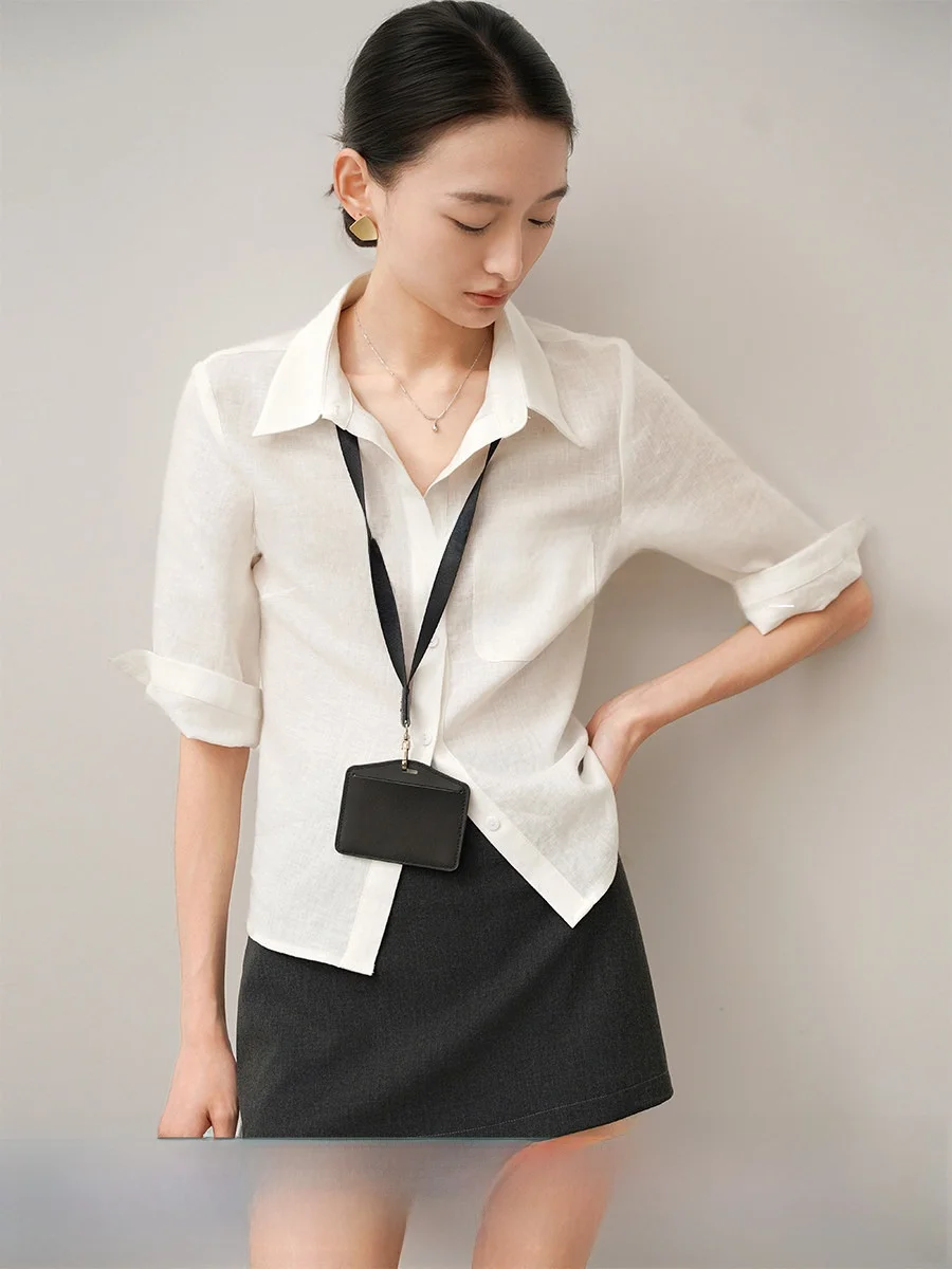 l Breath ort Sve Linen Waist-Cinching Busin irt Women's Regular Fit Office irt Slimming Top
l Breath ort Sve Linen Waist-Cinching Busin irt Women's Regular Fit Office irt Slimming Top